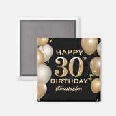 30. Geburtstag Party Black and Gold Balloons Magnet (Vorderseite/Rückseite)