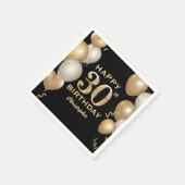 30. Geburtstag Party Black and Gold Balloons Serviette (Ecke)