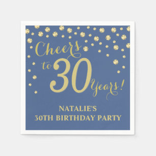 30. Geburtstag Party Blue und Gold Diamond Napkins Serviette