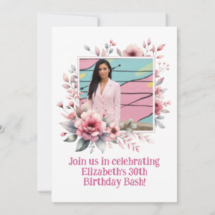 30. Geburtstag Party Custom Foto Blumenrahmen Einladung