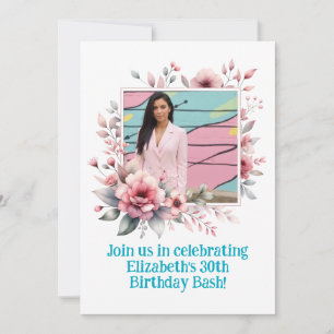30. Geburtstag Party Custom Foto Blumenrahmen Einladung