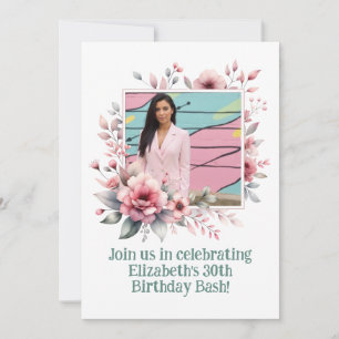 30. Geburtstag Party Custom Foto Blumenrahmen Einladung