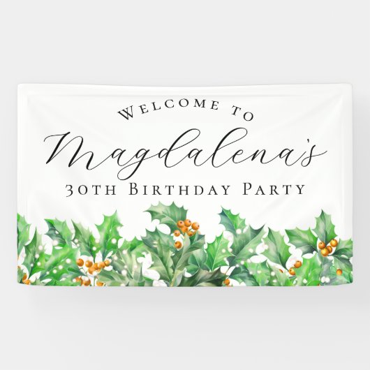 30. Geburtstag Party Dezember Geburtstag Blume Wil Banner (Horizontal)