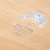 30. Geburtstag Party Dusty Blue Rose Blumenbogen Acryleinladungen (Ablage )