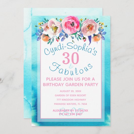 30. Geburtstag Party: Einladung (Vorne/Hinten)