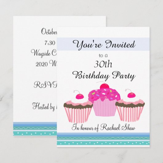 30. Geburtstag Party Einladung (Vorne/Hinten)