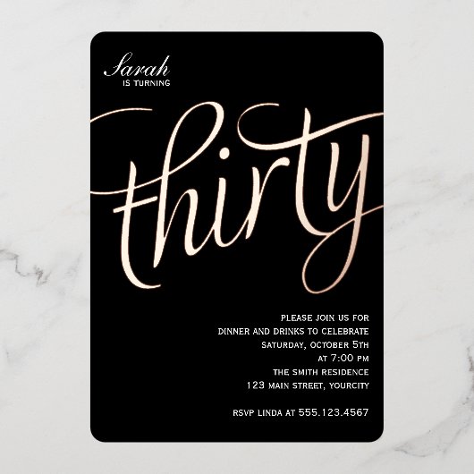 30. Geburtstag Party Einladung (Vorderseite)