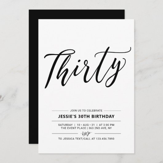30. Geburtstag Party Einladung (Vorne/Hinten)