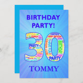 30. Geburtstag-Party Einladung Einen Namen hinzufü (Vorne/Hinten)