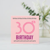 30. Geburtstag Party Einladung Template PINK (Stehend Vorderseite)
