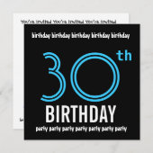 30. Geburtstag Party Einladung Vorlage Rosa Schwar (Vorne/Hinten)