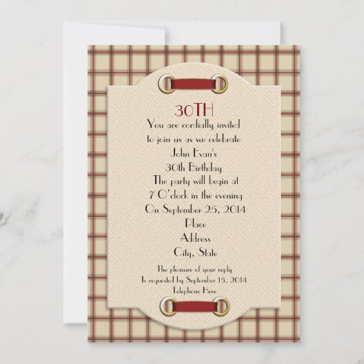 30. Geburtstag Party Einladung zum Mann (Vorderseite)