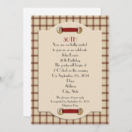 30. Geburtstag Party Einladung zum Mann (Vorne/Hinten)
