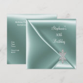 30. Geburtstag Party Elegant Mint Green Jewel Einladung (Vorne/Hinten)