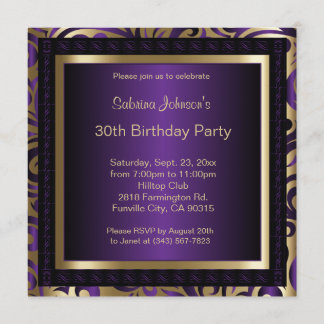 30. Geburtstag Party | Elegantes Lila & Gold Einladung