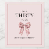 30. Geburtstag Party Elegantes Rosa Weinetikett (Einzelnes Label)