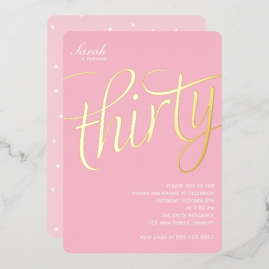 30. Geburtstag Party Folieneinladung (Vorderseite/Rückseite)