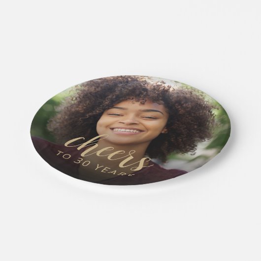 30. Geburtstag Party Foto Cheers Pappteller (Schrägansicht)