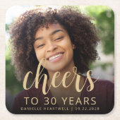 30. Geburtstag Party Foto Cheers Rechteckiger Pappuntersetzer (Vorderseite)