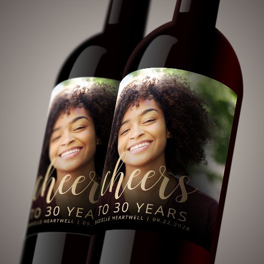 30. Geburtstag Party Foto Cheers Weinetikett