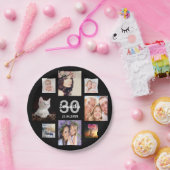 30. Geburtstag Party Foto Collage Frau schwarz Pappteller (Party)