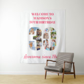 30. Geburtstag Party Foto Collage Hintergrund Rosa Wandteppich (Beispiel)