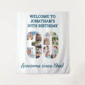 30. Geburtstag Party Foto Collage Hintergrund Wandteppich (Vorderseite)