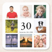 30. Geburtstag Party Foto Collage Männer Rechteckiger Pappuntersetzer (Vorderseite)