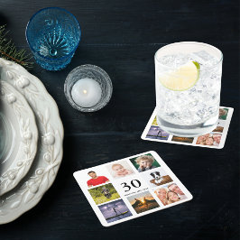 30. Geburtstag Party Foto Collage Männer Rechteckiger Pappuntersetzer