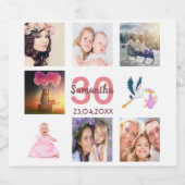 30. Geburtstag Party Foto Collage Schaumweinetikett (Einzelnes Label)