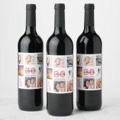 30. Geburtstag Party Foto Collage Weinetikett (Flaschen)