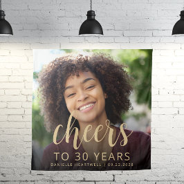 30. Geburtstag Party Foto Gold Script Cheers Wandteppich