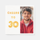 30. Geburtstag Party Foto Goldballons jubeln Serviette (Vorderseite)