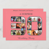 30. Geburtstag Party FotoCollage Blush Pink Gray Einladung (Vorne/Hinten)