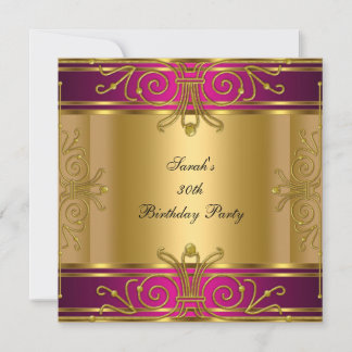 30. Geburtstag Party Fuchsia Pink Gold Art Deco Einladung