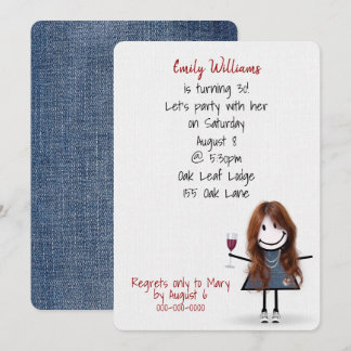 30. Geburtstag Party Girl in Sneakers mit Wein Einladung