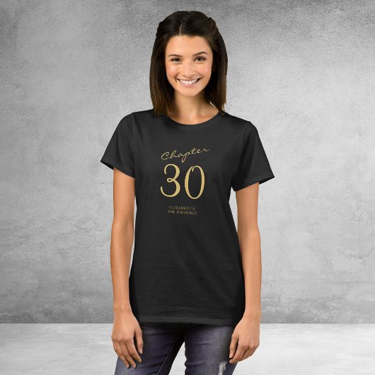 30. Geburtstag Party Gold Script Black T-Shirt