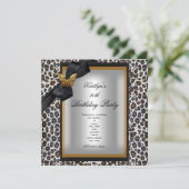 30. Geburtstag Party Goldene Geparde Schwarzer Sch Einladung (Stehend Vorderseite)