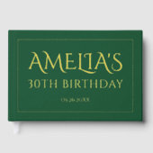 30. Geburtstag Party Goldfolie Rand Smaragdgrün Gästebuch (Vorderseite)
