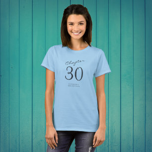 30. Geburtstag Party Grau Script Blue T-Shirt