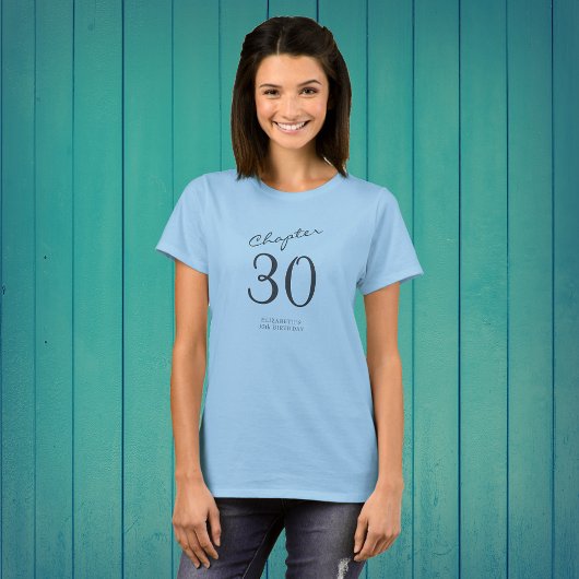 30. Geburtstag Party Grau Script Blue T-Shirt