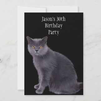 30. Geburtstag Party Gray Cat Einladung