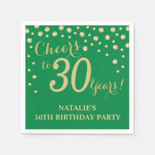 30. Geburtstag Party Green und Gold Diamond Napkin Serviette