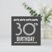 30. Geburtstag Party Holzkohlenstars und Weißes W1 Einladung (Stehend Vorderseite)