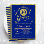 30. Geburtstag Party - JEDES ALTER Royal Blue Gold Einladung<br><div class="desc">Party Einladung zum 30. Geburtstag für Männer oder Frauen. Elegante Einladungskarte in königsblau mit Imitaten Glitzer Goldfolie. Features typografischer Script-Schriftart. Feiert bis 30 Jahre! Kann in jedes Jahr personalisiert werden. Ideal für ein Meilenstein Erwachsenenfeiern.</div>