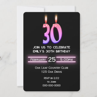 30. Geburtstag Party Kerzen Einladung