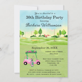 30. Geburtstag Party Lady Golfer Thema Einladung