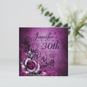 30. Geburtstag Party Lila Blume Reben Geburtstag Einladung (Stehend Vorderseite)