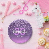 30. Geburtstag Party lila rosa Glitzer Name Pappteller (Party)