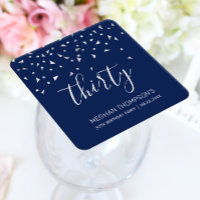 30. Geburtstag Party Navy Blue Silver Confetti